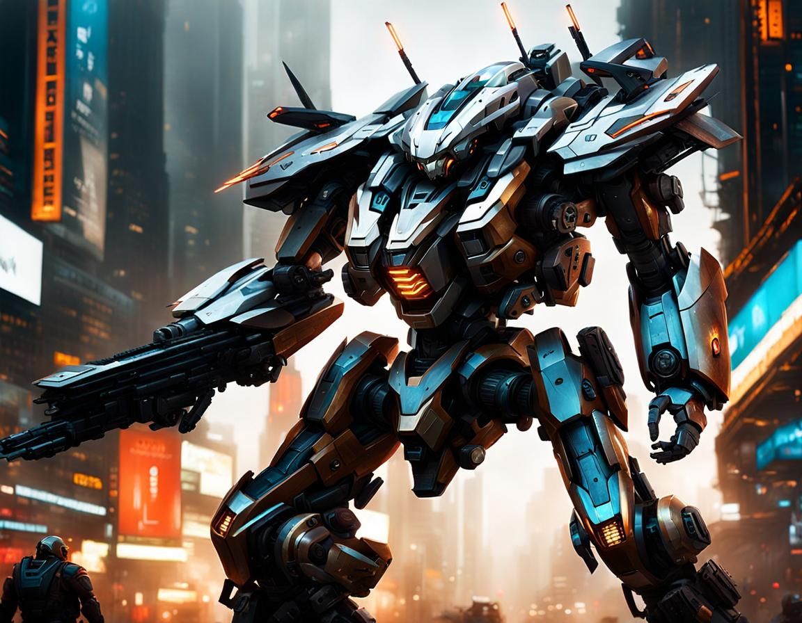 Futuristic Mecha Portrait with Volumetric Lighting