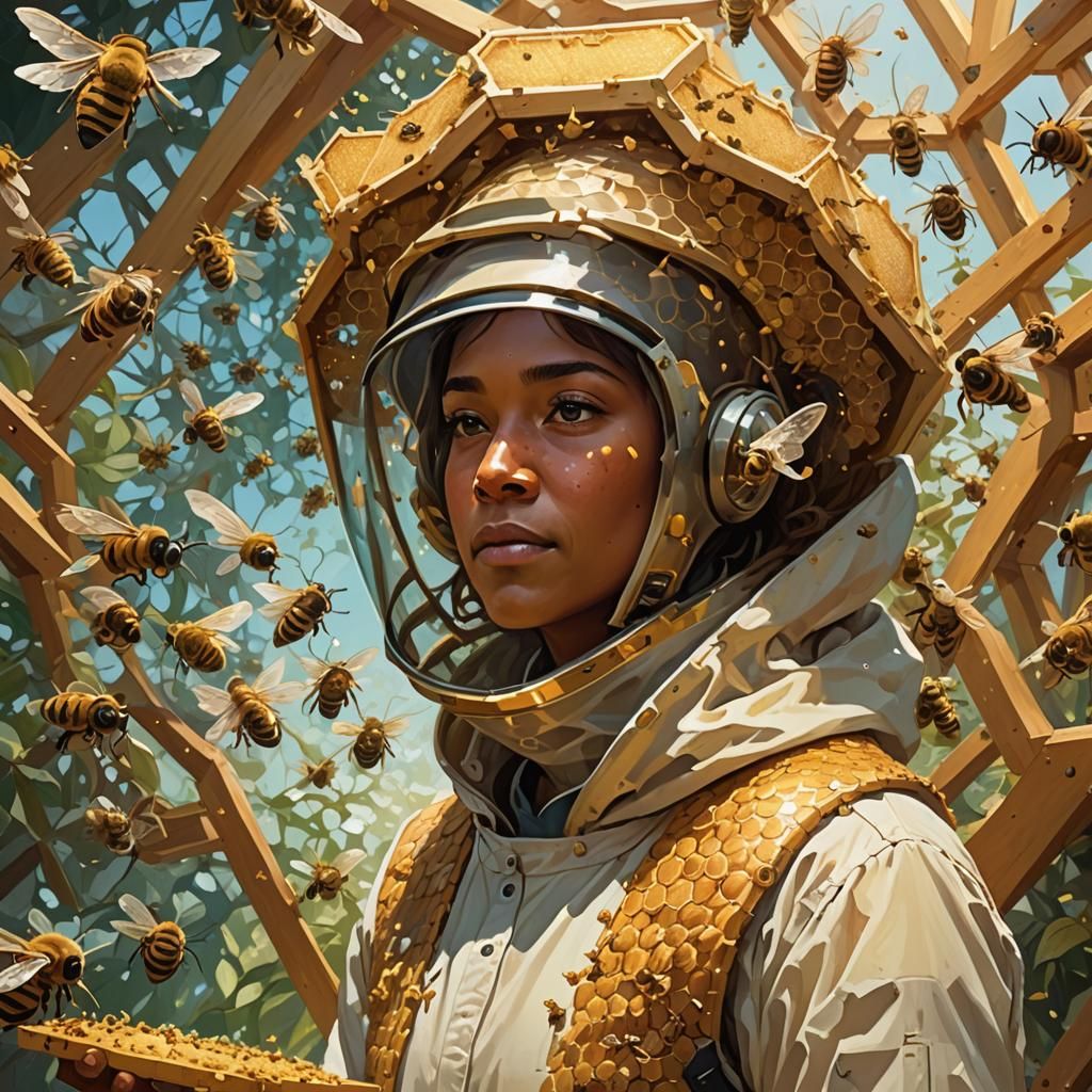 Beekeeper Portrait in Art Nouveau Style