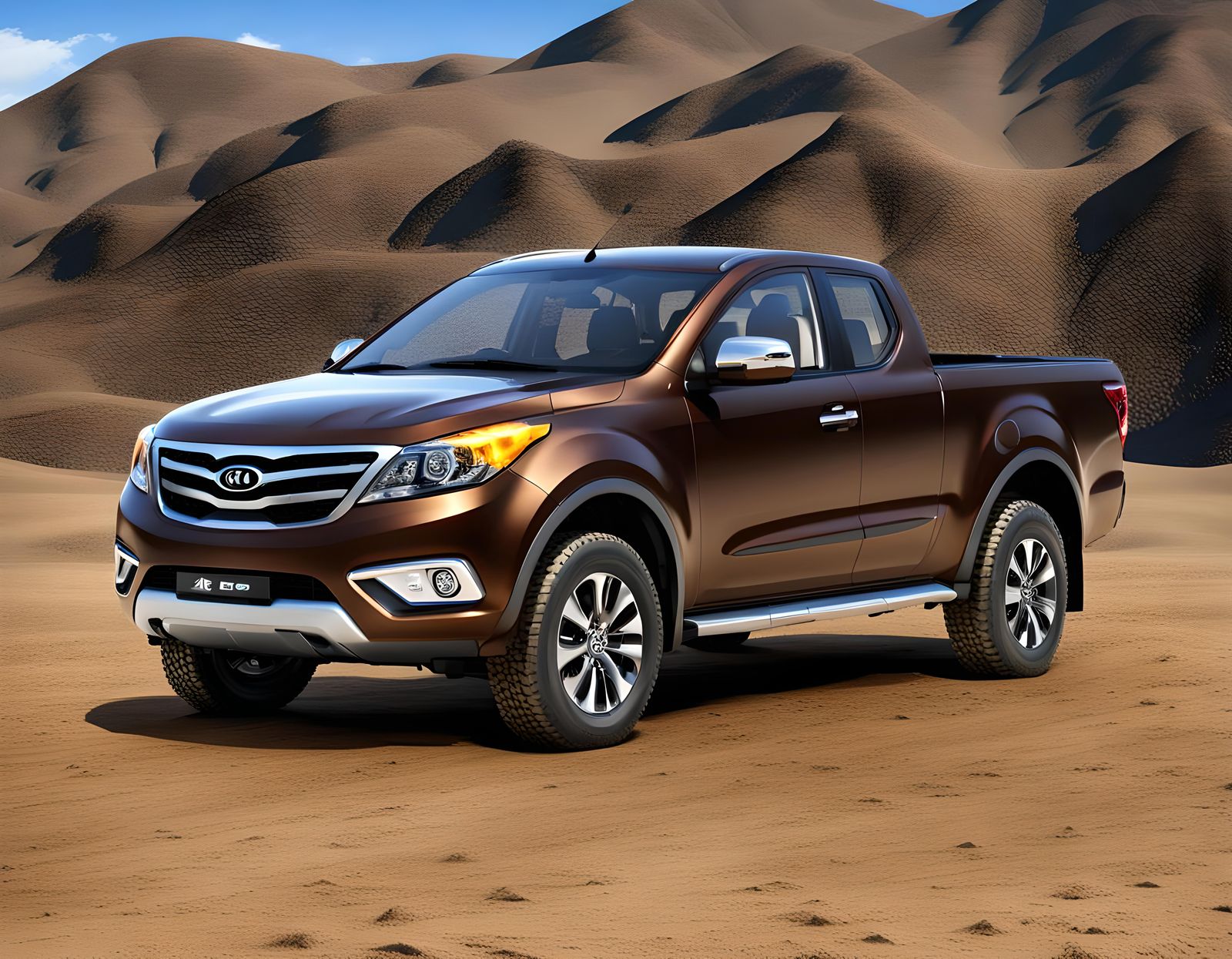 Brown 2013 Kia BT-50 Pickup 3D Render