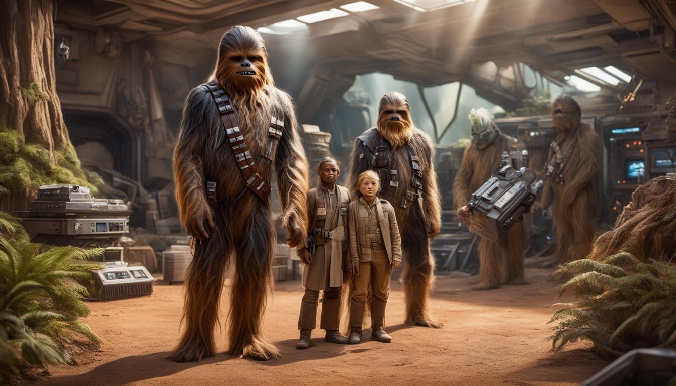 Hyperrealistic Wookiee Family TV Show Artwork