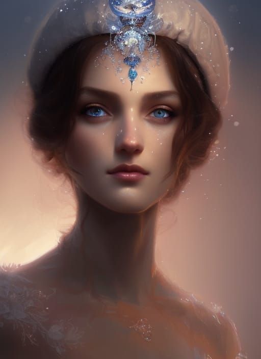 Crystal Maiden Goddess Portrait in Digital Art Style