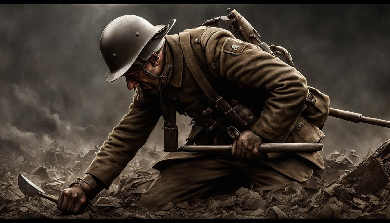 Grotesque WWI Soldier in Expressionist Style