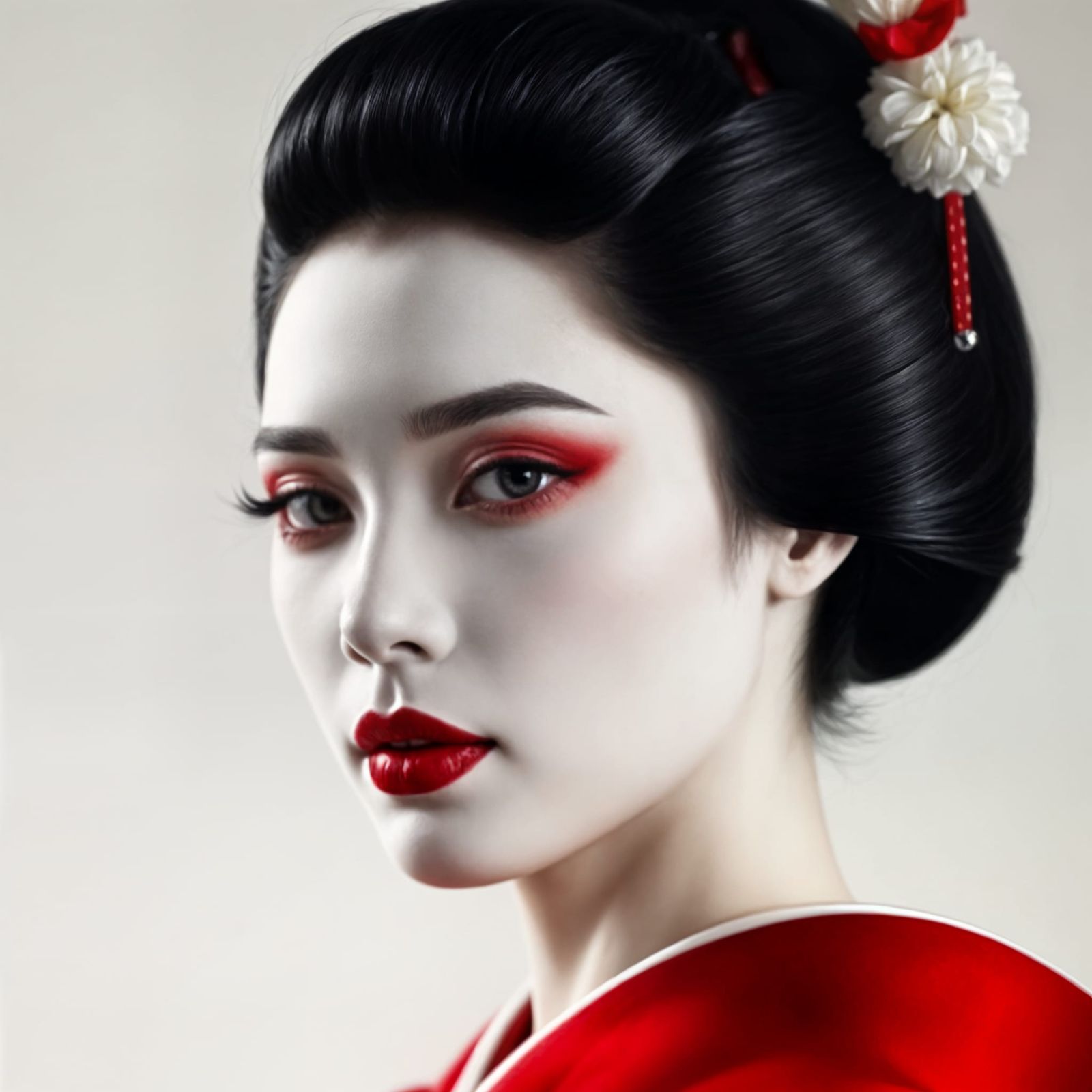 Elegant Geisha Portrait in Bold Minimalist Style