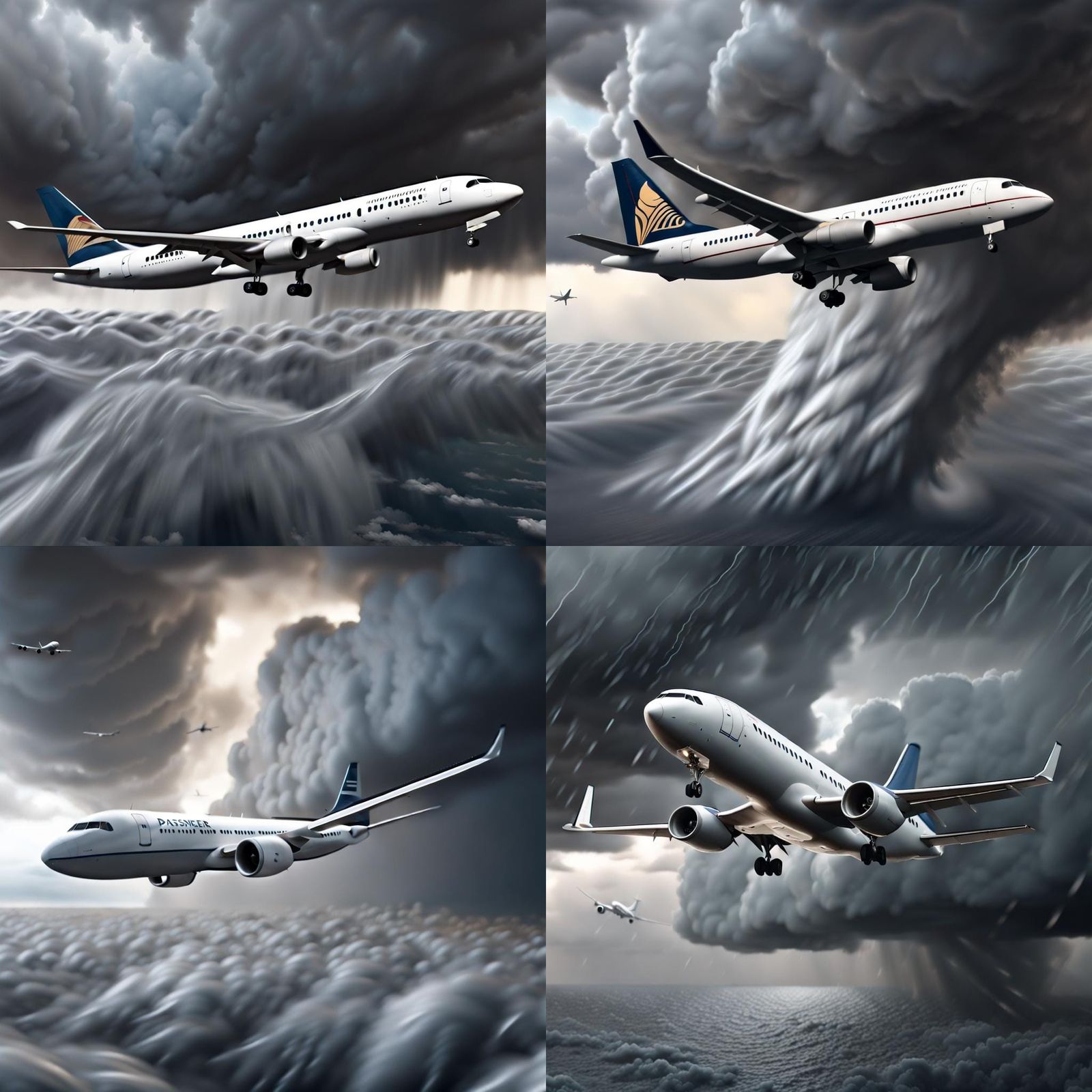 Passenger Aircraft Soaring Through Storm, Hyperrealism