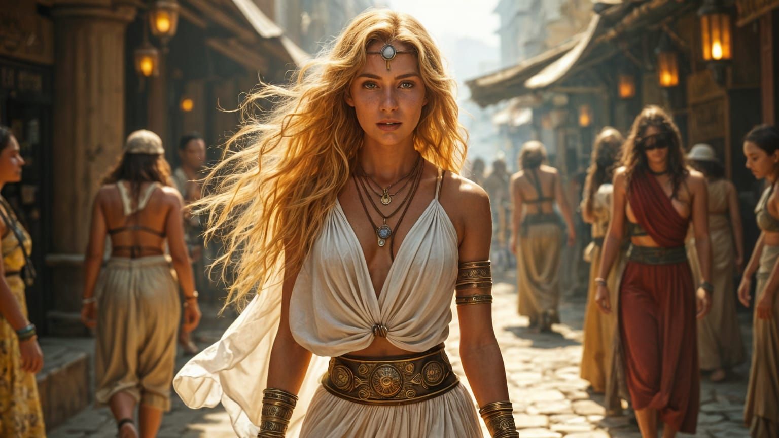 Golden Warrior Sorceress in Bronze Age Amazon Market