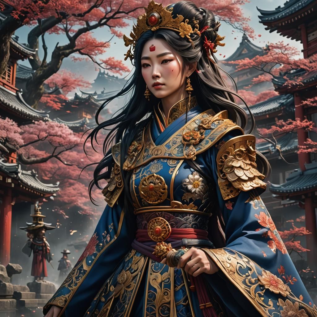 Beautiful Japanese Queen in Detailed Matte Painting