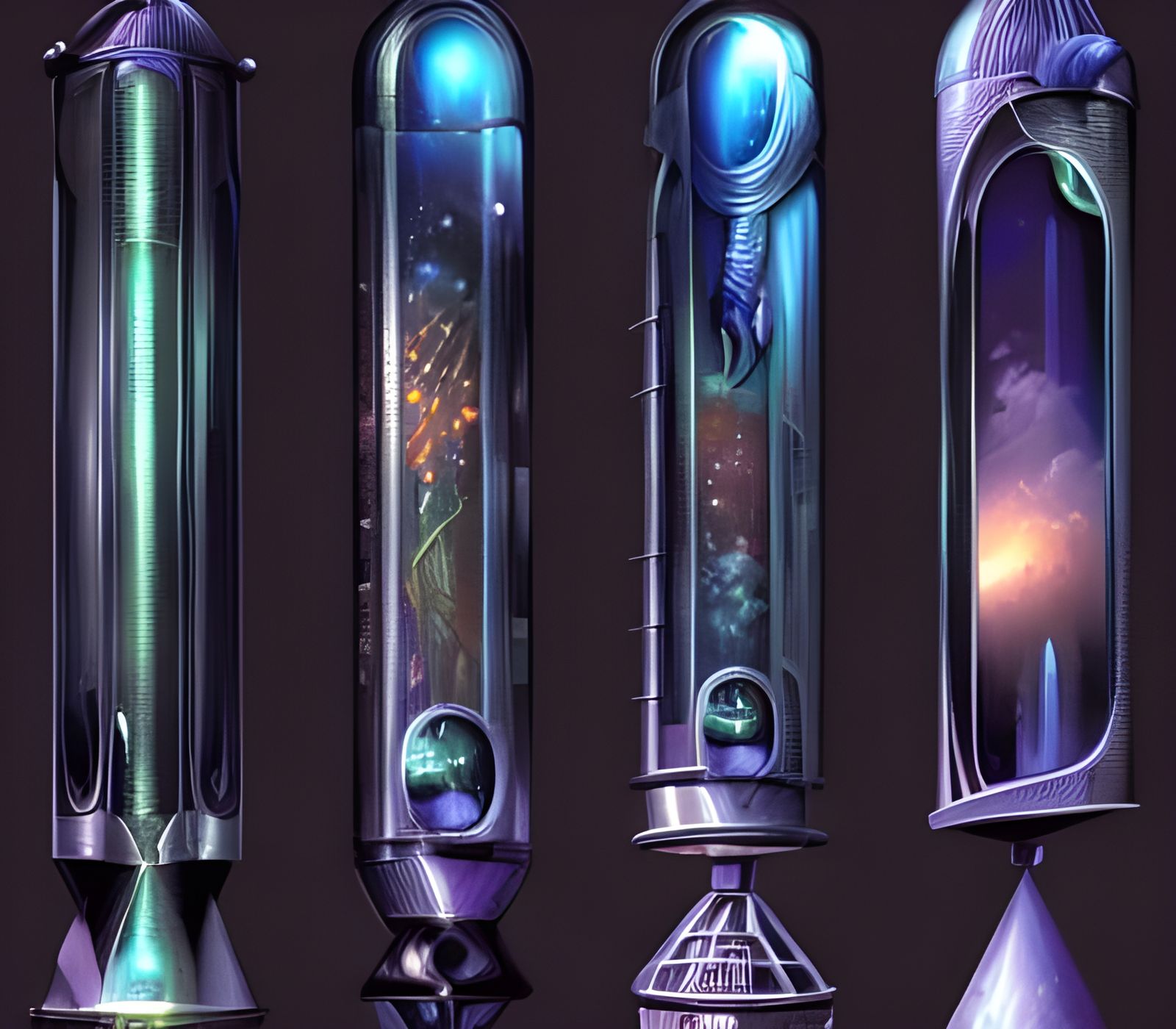 Hi-Tech Cryogenic Stasis Chamber in Dieselpunk Style