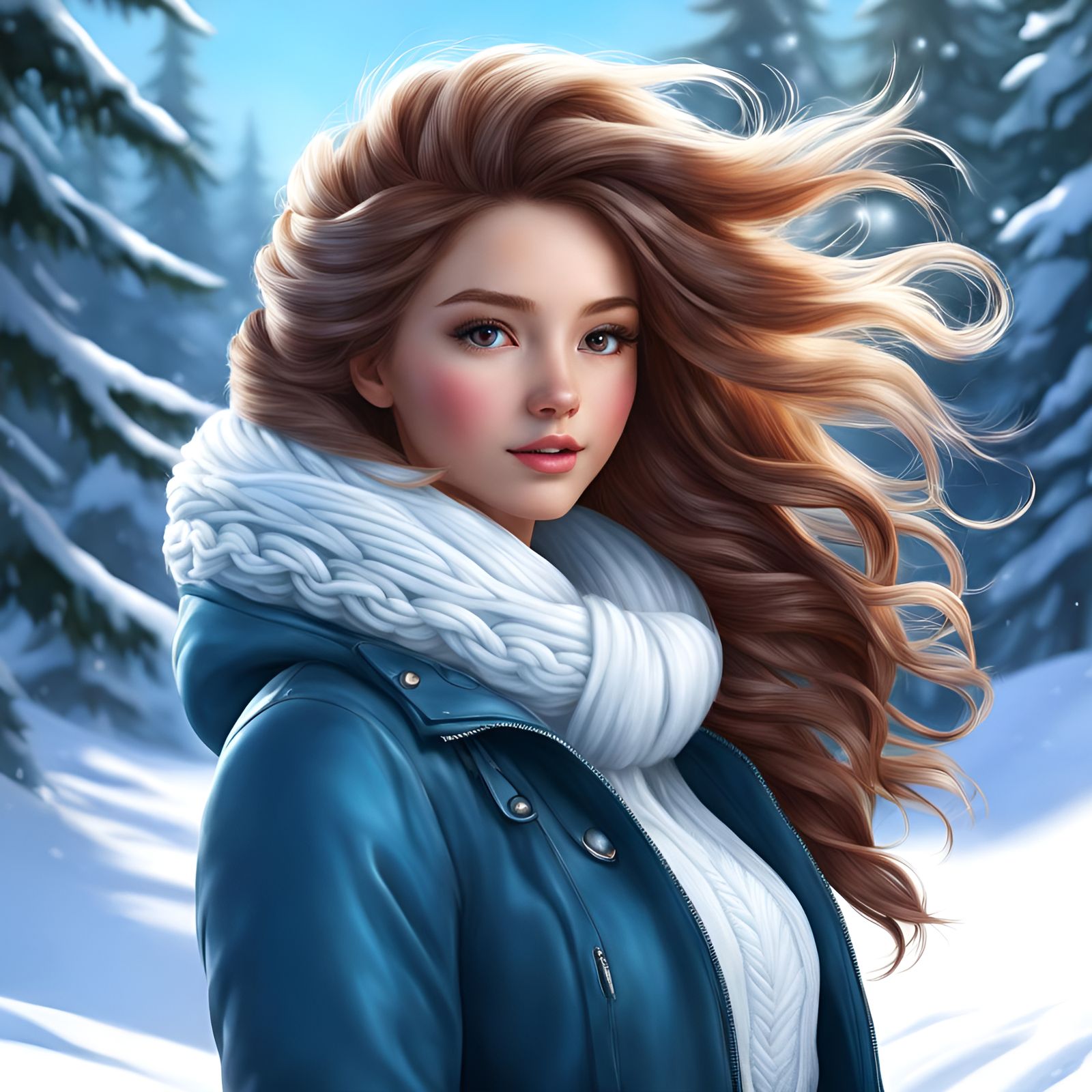 Photorealistic Girl with Winter Hair in 4K