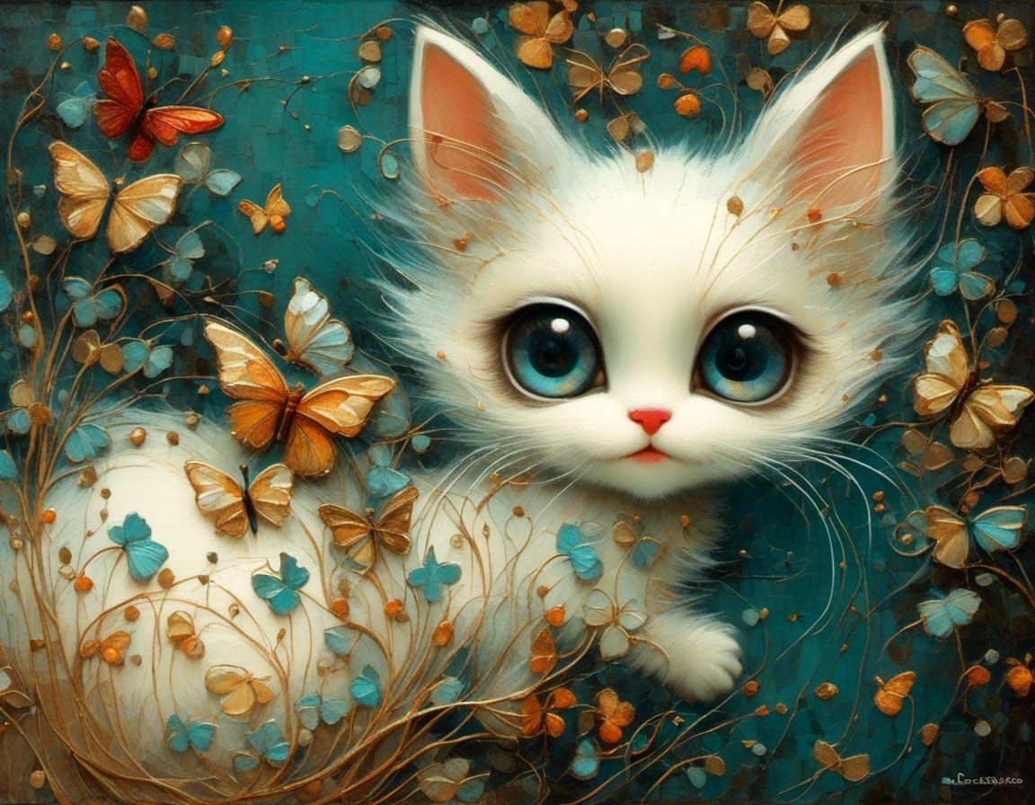 Cute Kitten in Classic Portraiture Style