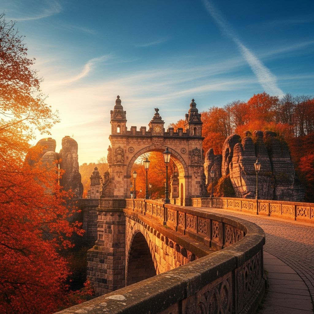 Rakotzbrücke Bridge in Autumnal Saxony