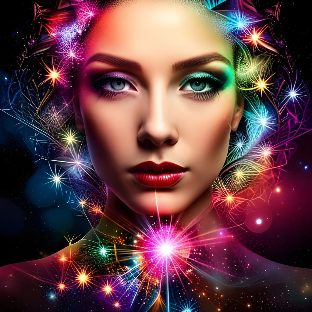 Fractal Face: A Sparkly, Surreal Mixed Media Portrait