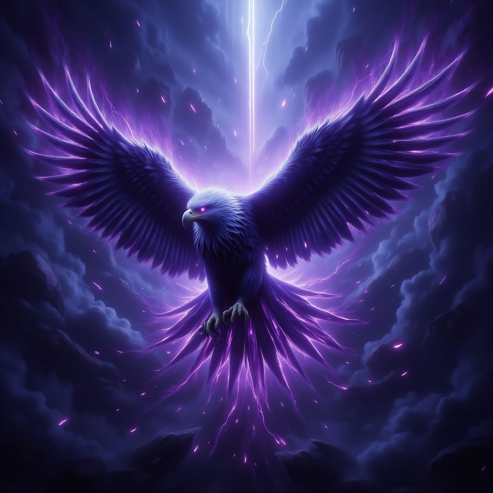Majestic Eagle with Glowing Purple Eyes