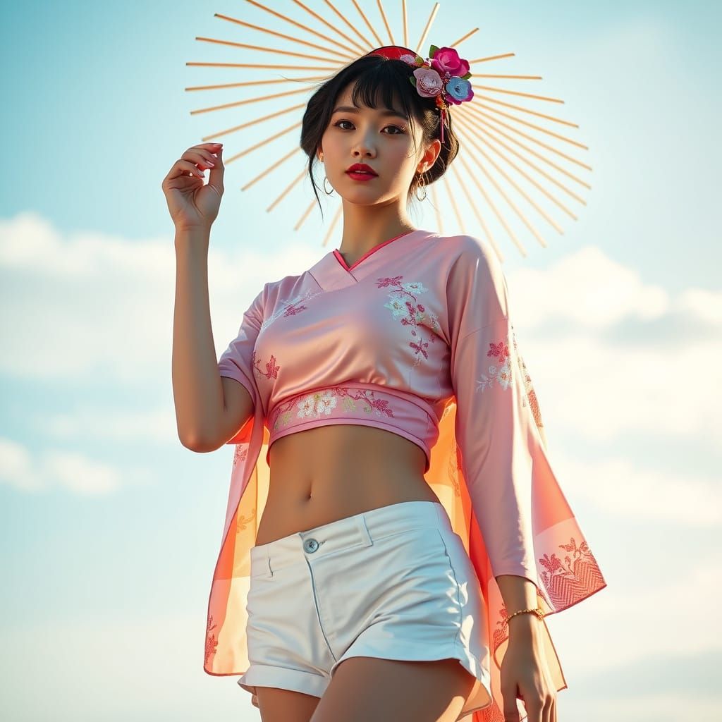 Geisha in Modern Fashion, Hyperrealistic Art