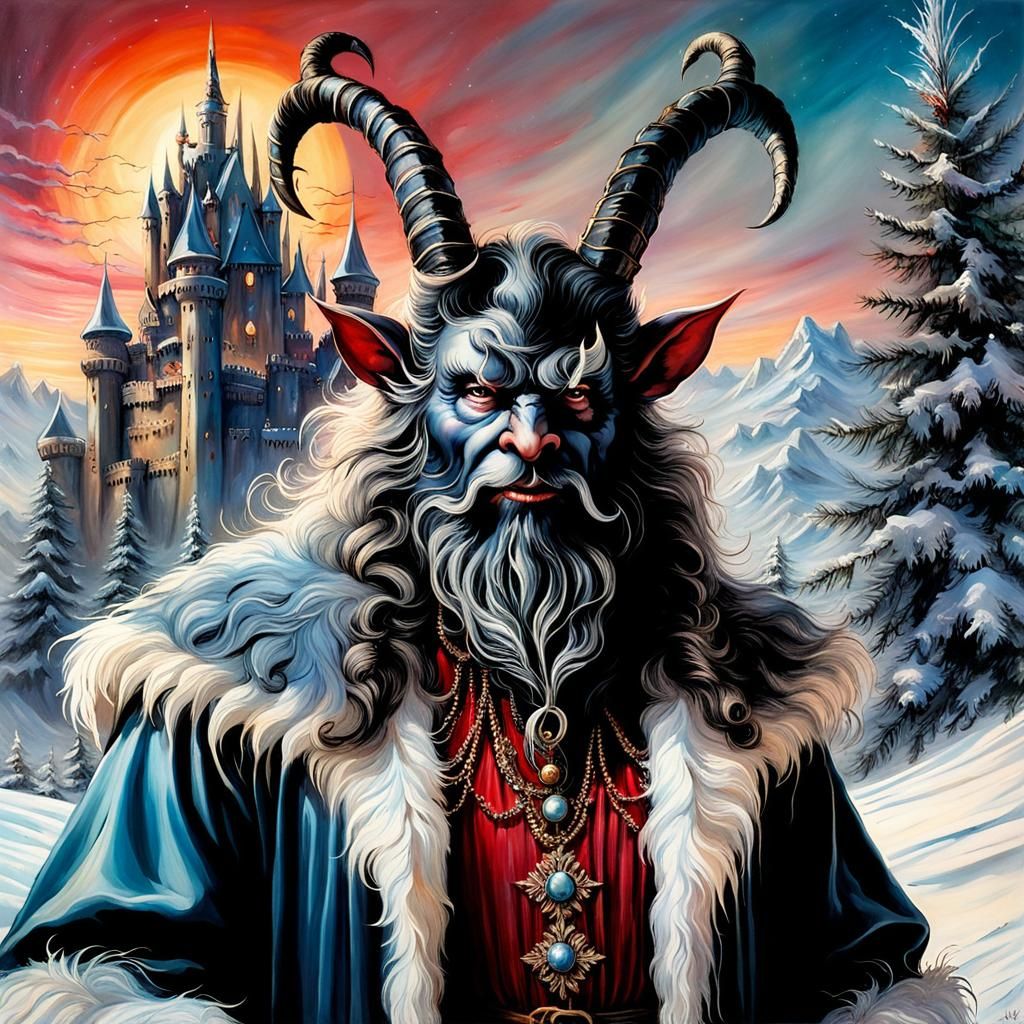 Krampus Portrait in Rococo Winter Castle