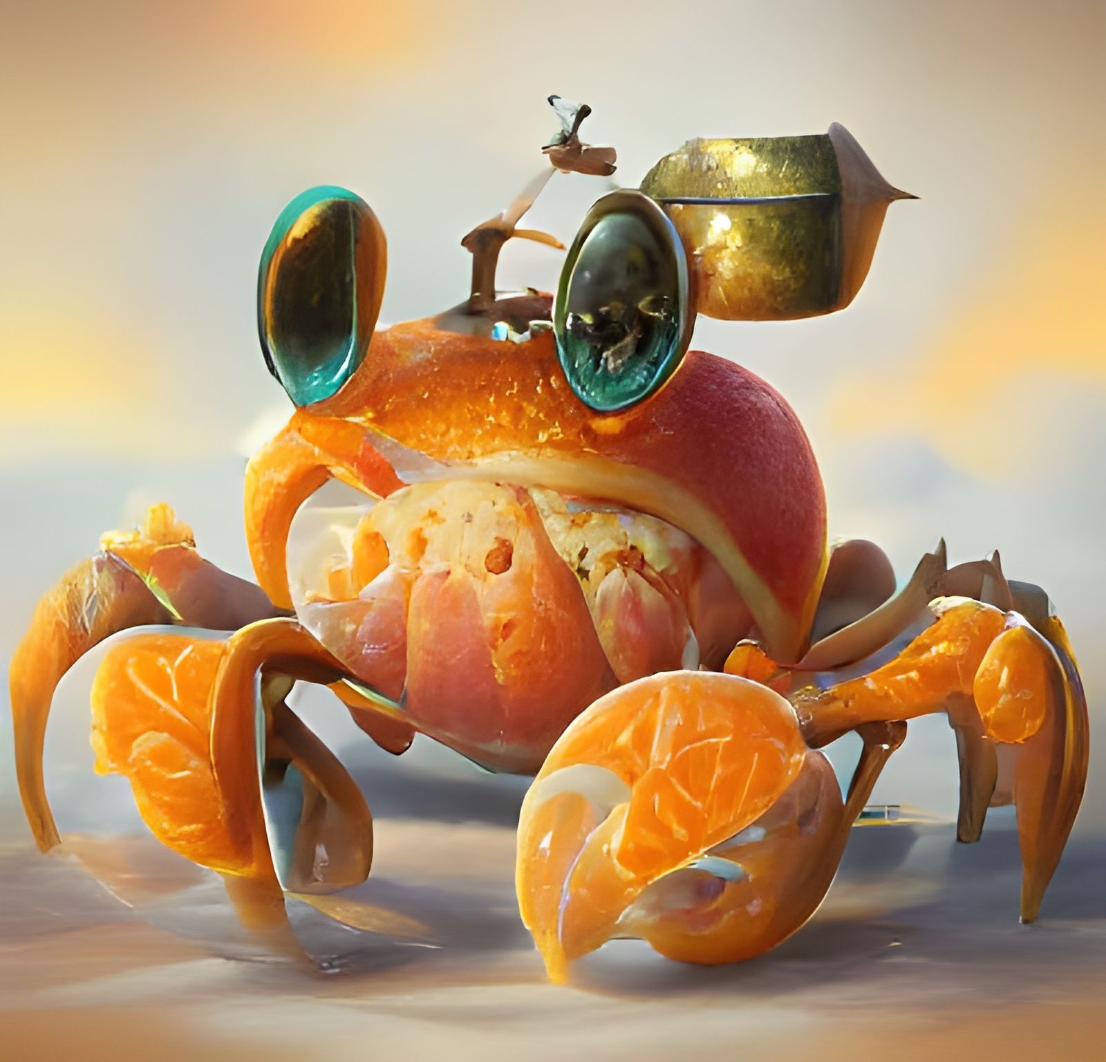 Orange Apple Crab Steampunk Illustration