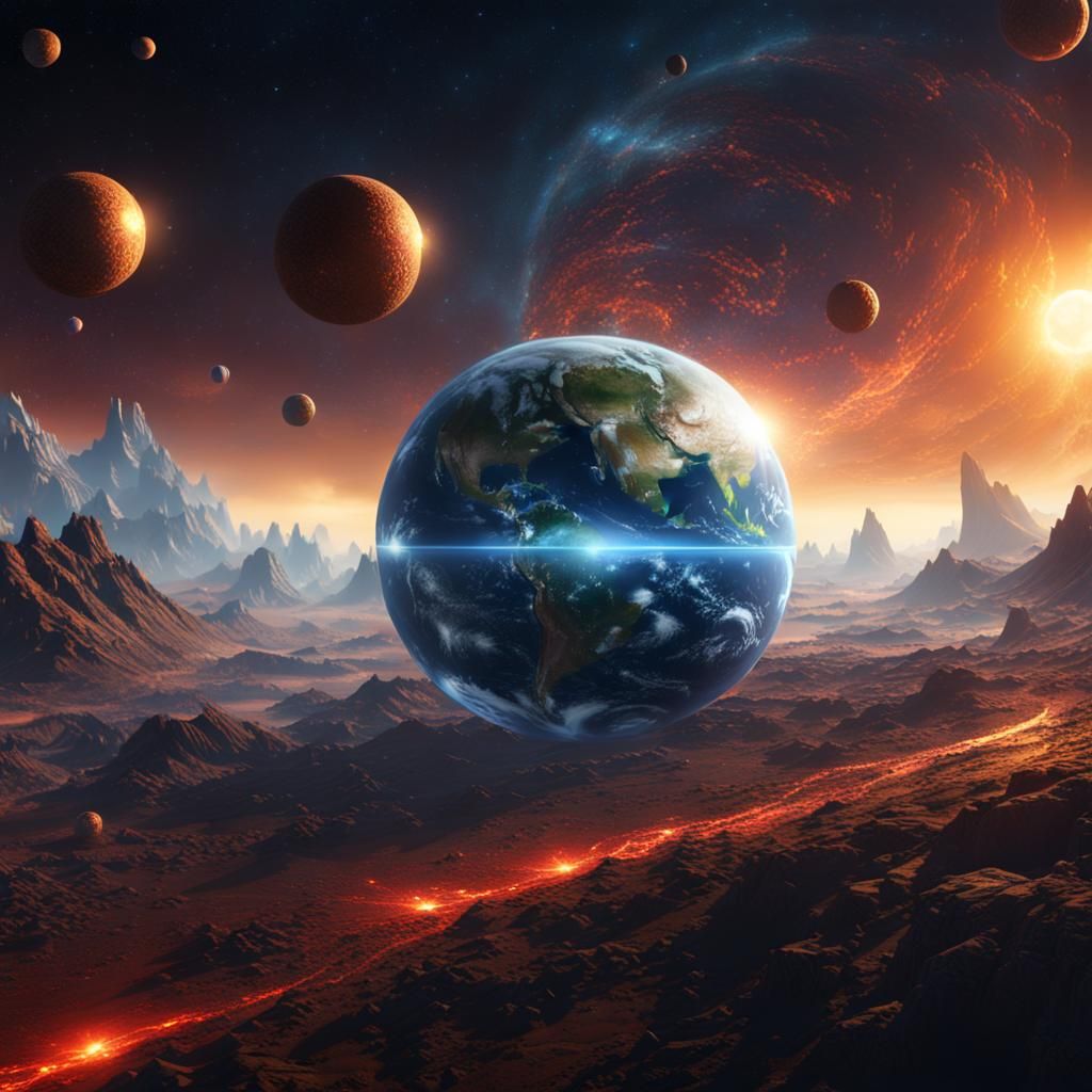 Earth Under Attack: A Space Escape in Digital Art