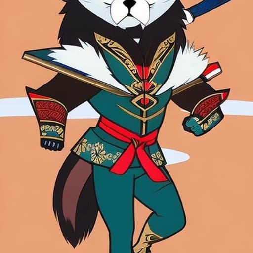 Anime Samurai Lord Hybrid Creature in Asian Art