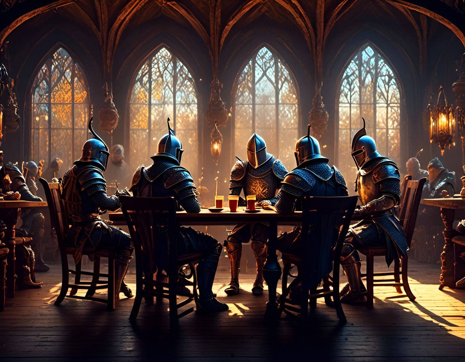Knights at Café: Fantasy Concept Art