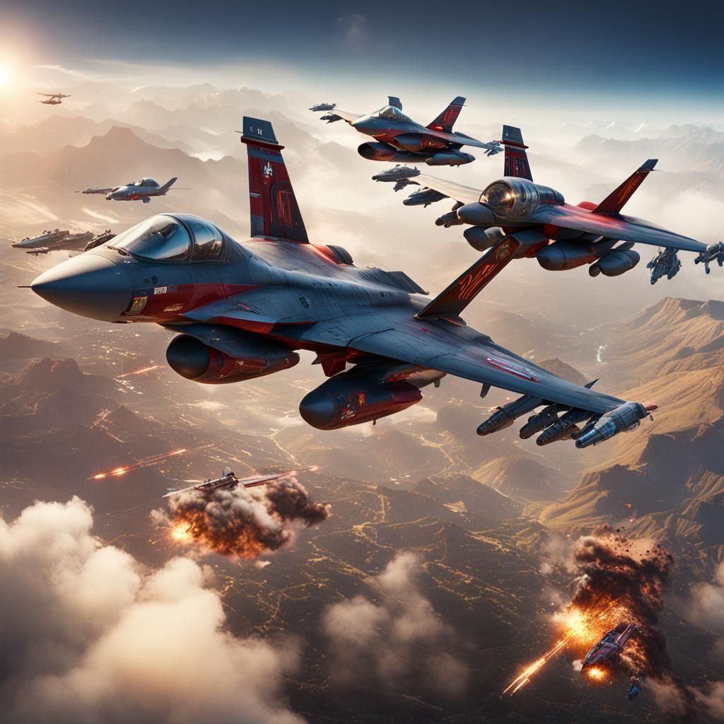 American Fighter Jets: Detailed Matte Painting
