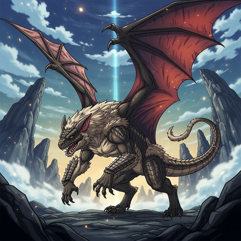 Quadrupedal Reptilian Bat-Like Canine in Dynamic Action Pose