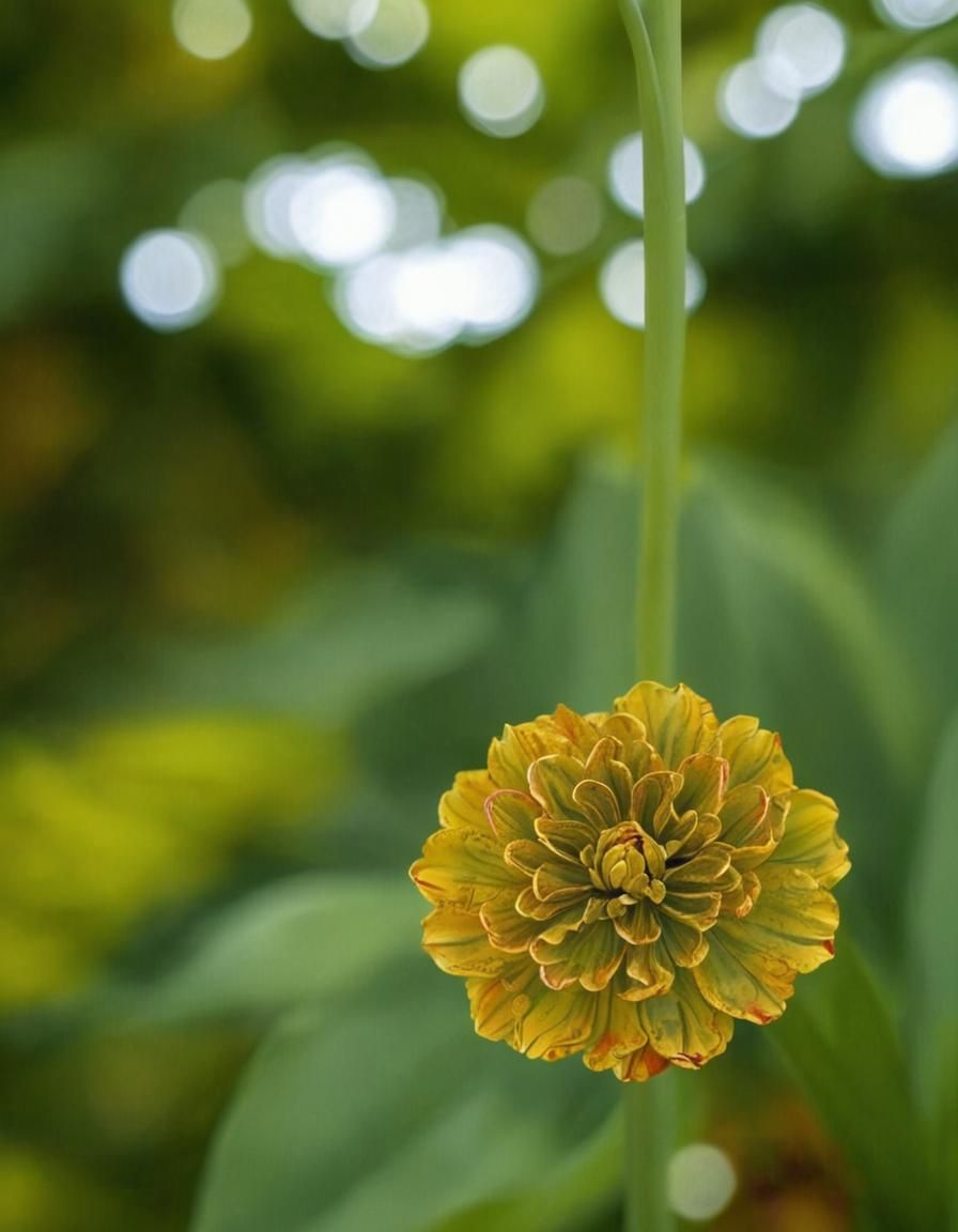 Abstract Tulip Fractal on Marbled Paper
