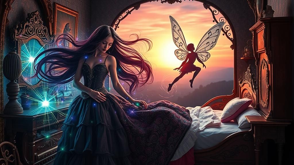 Surreal Music Woman in Dollhouse: Bio Art Style