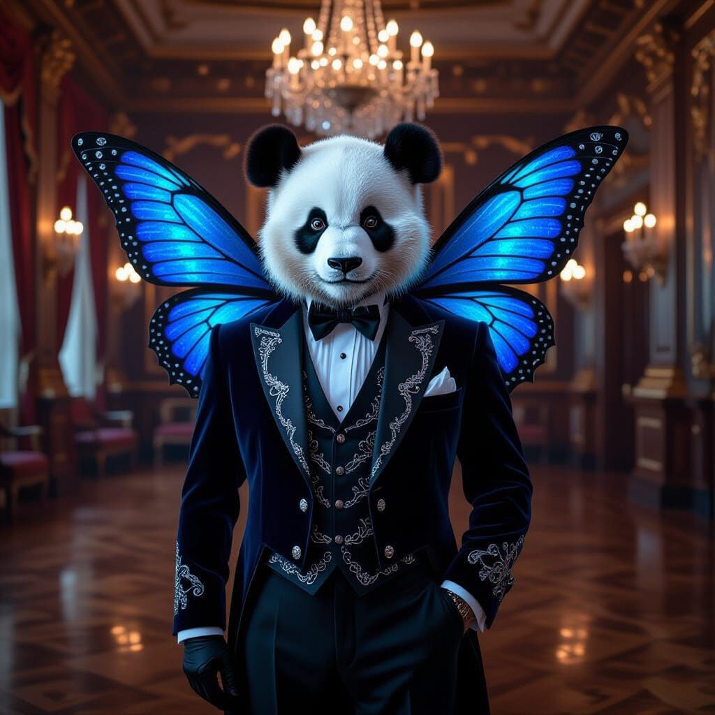 Panda Fairy in Victorian Ballroom with Halloween Glamour