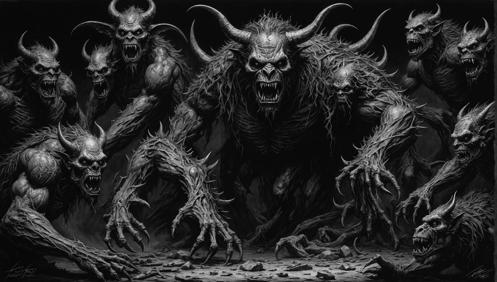 Sinister Monsters Emerge: Goya-Inspired Charcoal Drawing