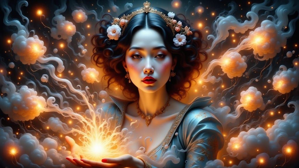 Luna Creates Plasma Sculptures, Concept Art Portrait