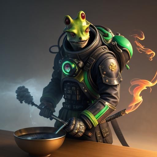 Battletoad Character Smoking Bong: 3D Anime Art