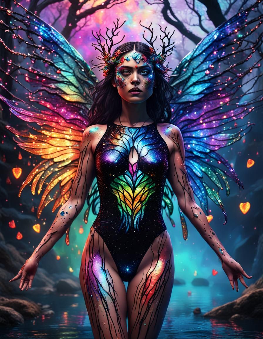 Fiery Fairy in Holographic Astral Cosmic Style