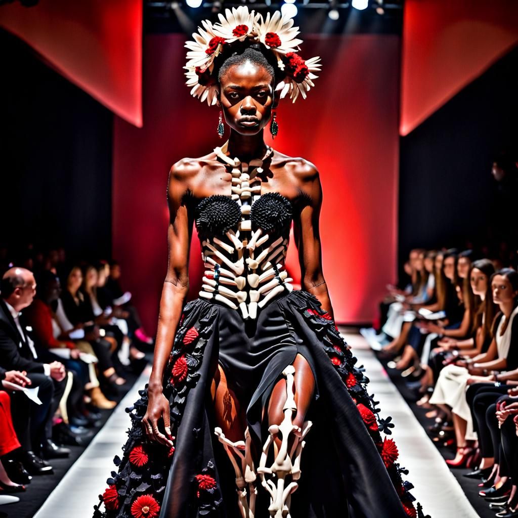 Surreal Bone Gown on Fashion Runway
