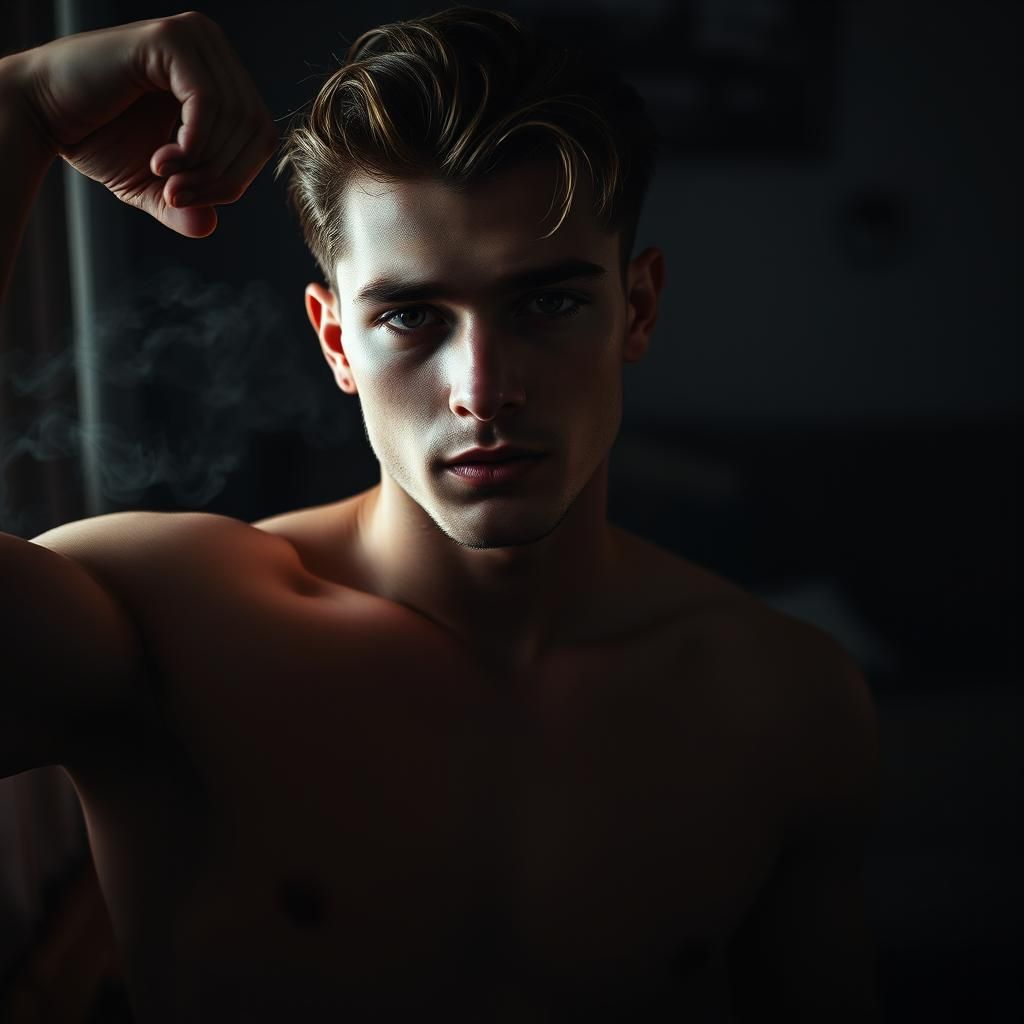 Moody Monochrome Portrait of a Young Man