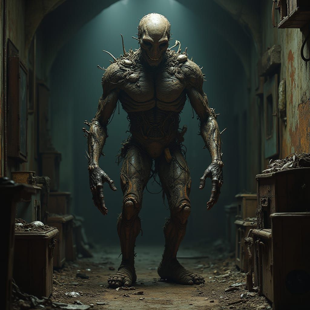 Mutant Trash Monster in Dark Cellar