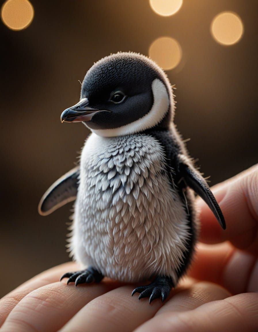 Tiny Penguin Portrait in Photorealistic Detail