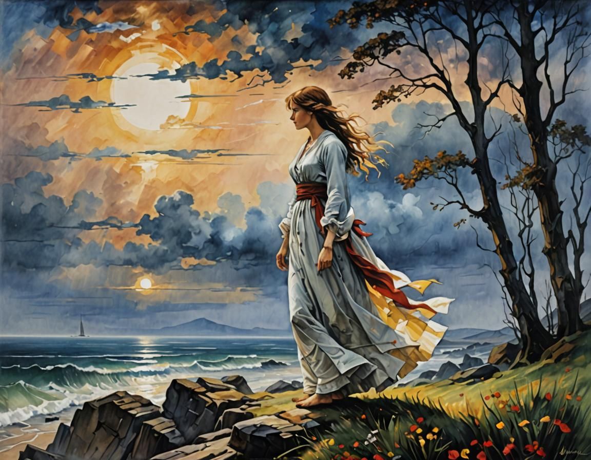 Elegant Bow in Romantic Pre-Raphaelite Style