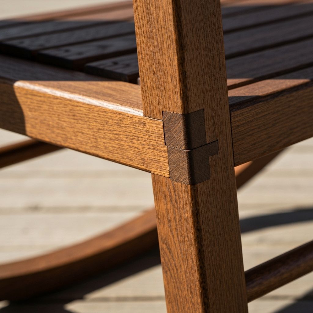 Macro close up of the joint where the rocker and legs of a r...