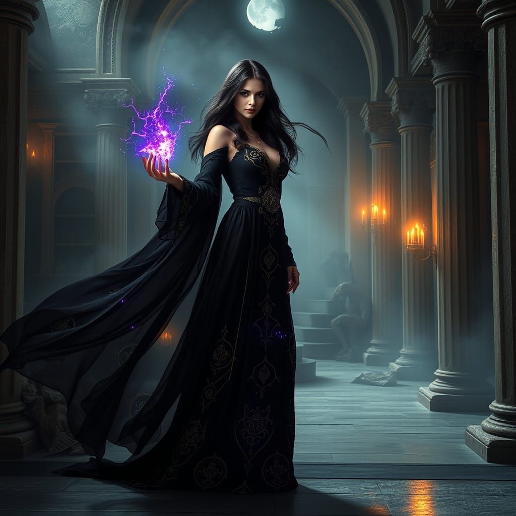 Sorceress of Ancient Secrets in Mystical Realm