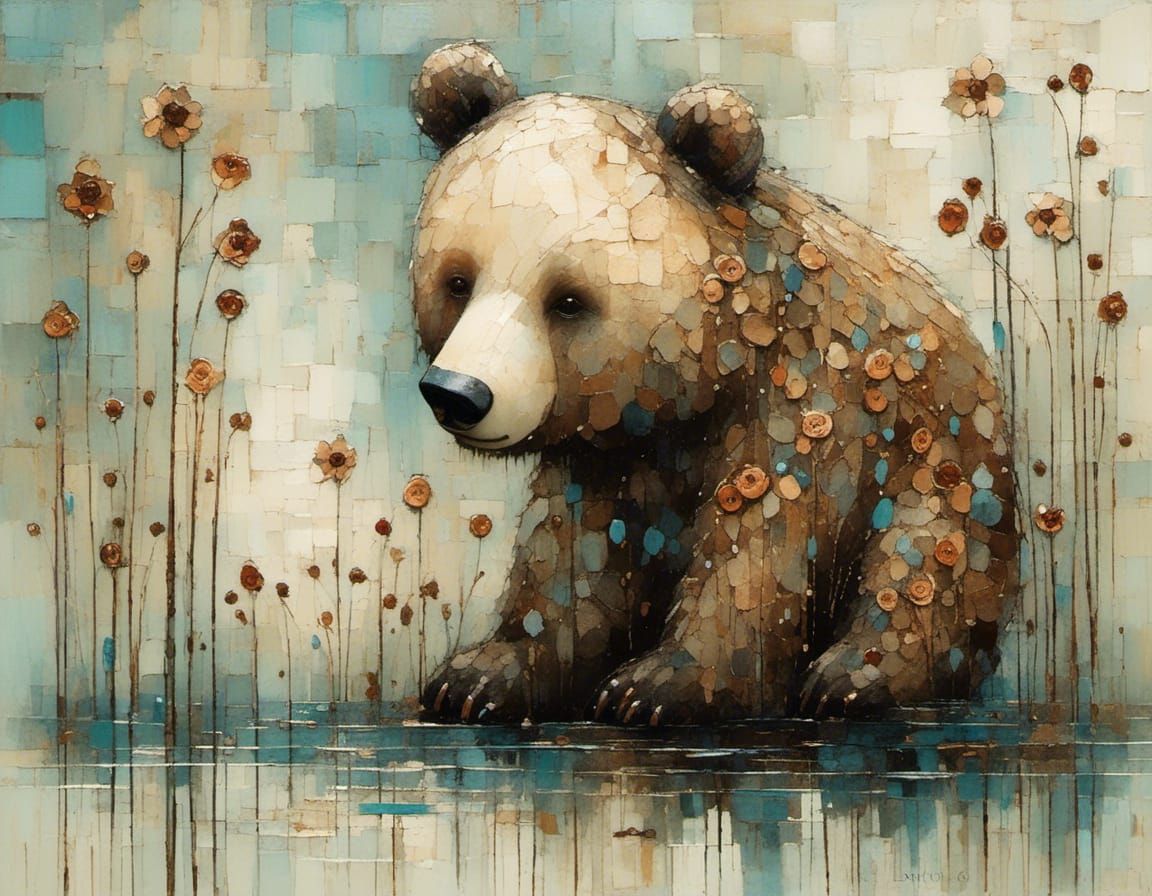 Cute Bear Illustration in Fantasy Style