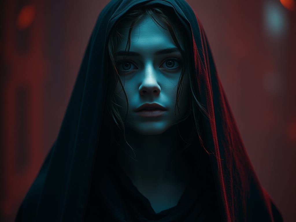 Mysterious Woman in the Darkness: A Cinematic Portrait