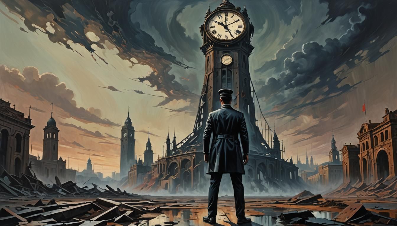 Dystopian Official in Surreal Oil Painting