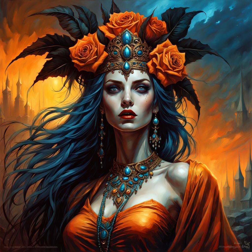 Gothic Zombie Woman with Rose Crown