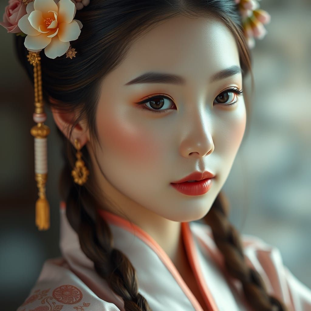 East Asian Beauty: Diao Chan Portrait in Hyperrealism
