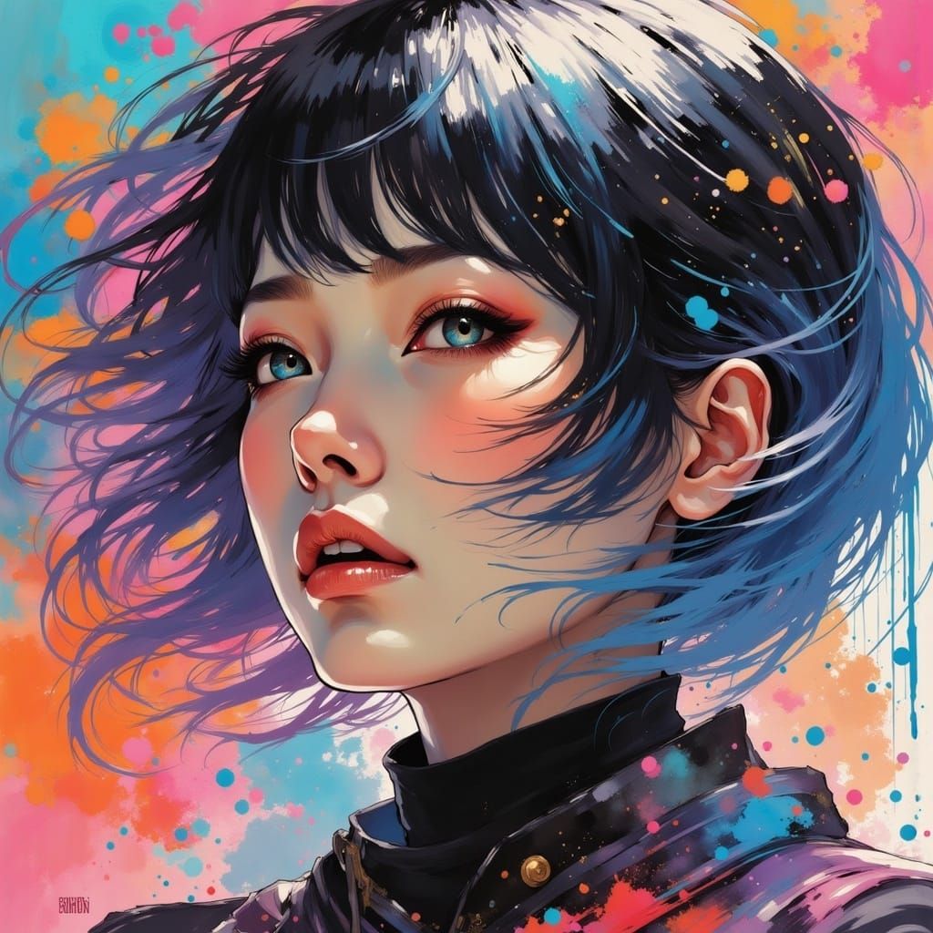 Black Pink Singing: Hyperrealistic Splash Art