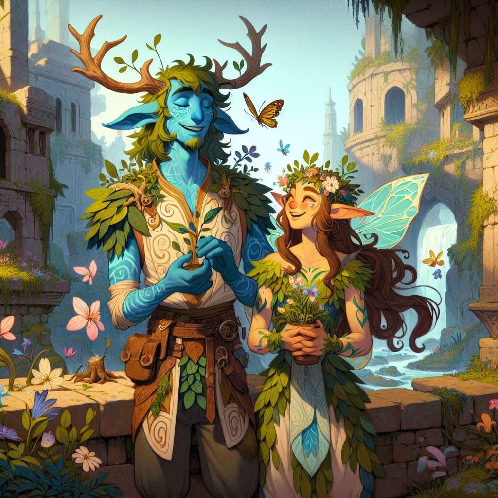 Restoring Ruins: Druid and Fairy in Pastel Hues