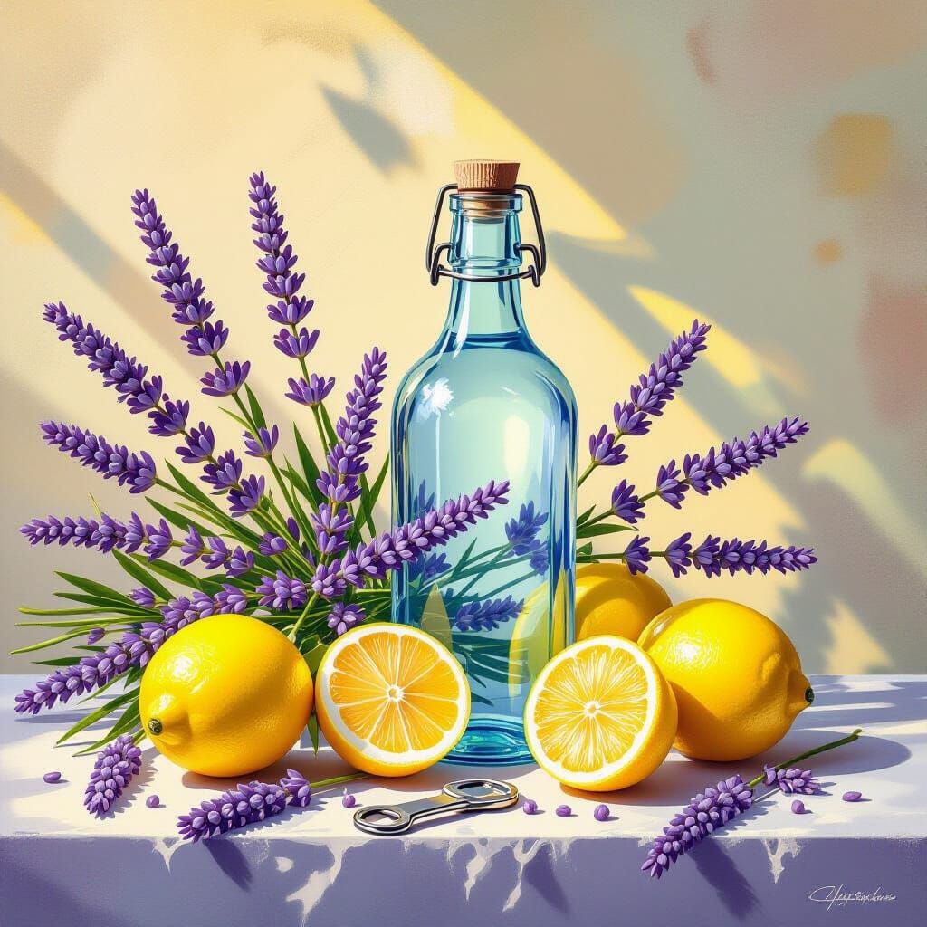 Elegant Still Life with Lavender and Lemons