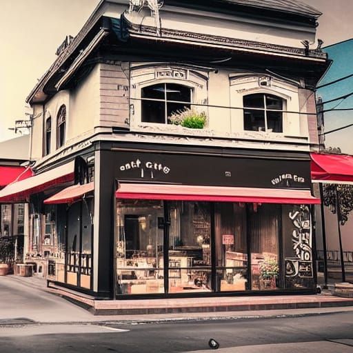 Cat Cafe Near Downtown: Digital Matte Painting