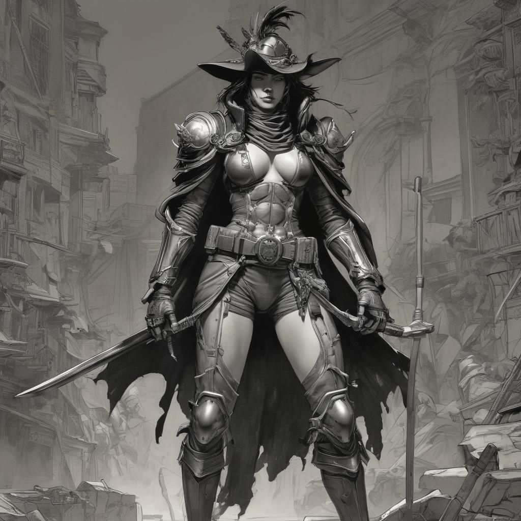 Grimdark Scene in Baroque Cyberpunk Style