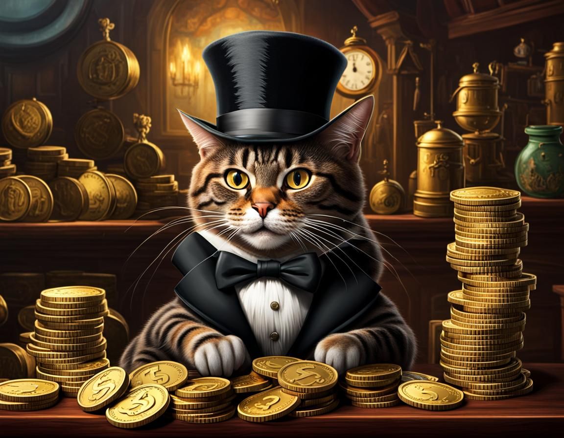 Aristocratic Tabby Cat in British Pub Scene