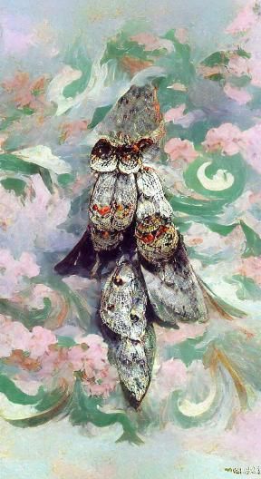 Victorian Moths with Skulls in Impressionist Style